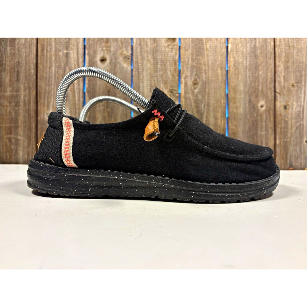HEY DUDE Wendy Washed Black Canvas Loafer Slip on Shoes Women’s US 9 EU 40